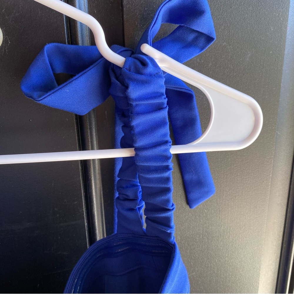 NWT GIANNI BINI Royal Blue Bow Off Shoulder Fitted Tie Dress Size 10 - Picture 9 of 13